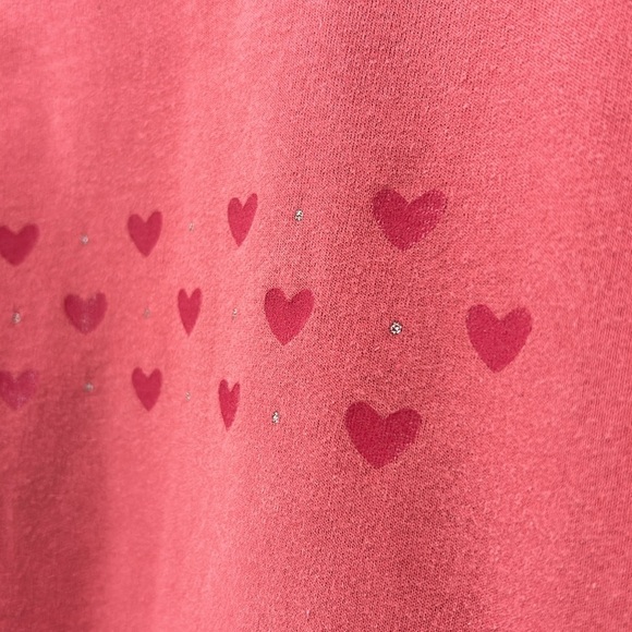 Cotton Ginny Heart Crew Neck Women's Medium Valentine's Day Love Sparkle Pink - Picture 3 of 6